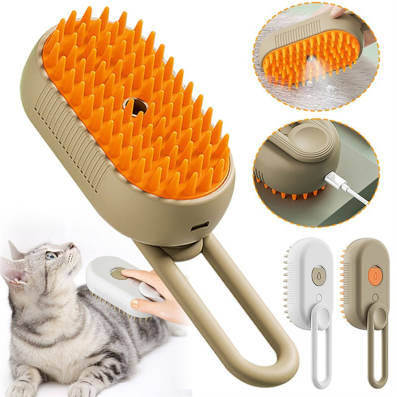 3-in-1 Electric Steam Pet Brush for Cats & Dogs