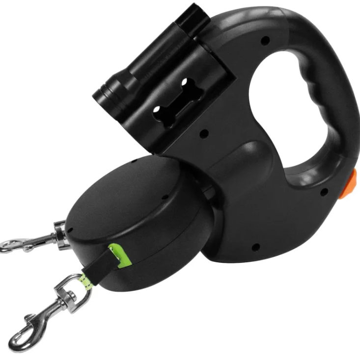Dual Retractable Dog Leash with Flashlight