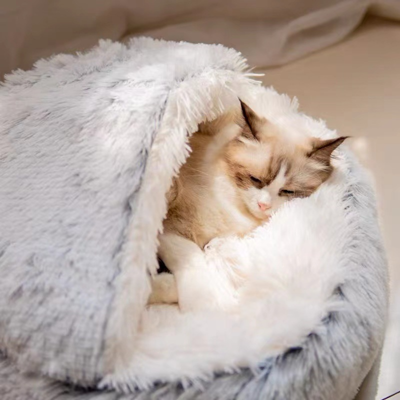 Comfortable Semi-Enclosed Bed for Cats and Small Dogs