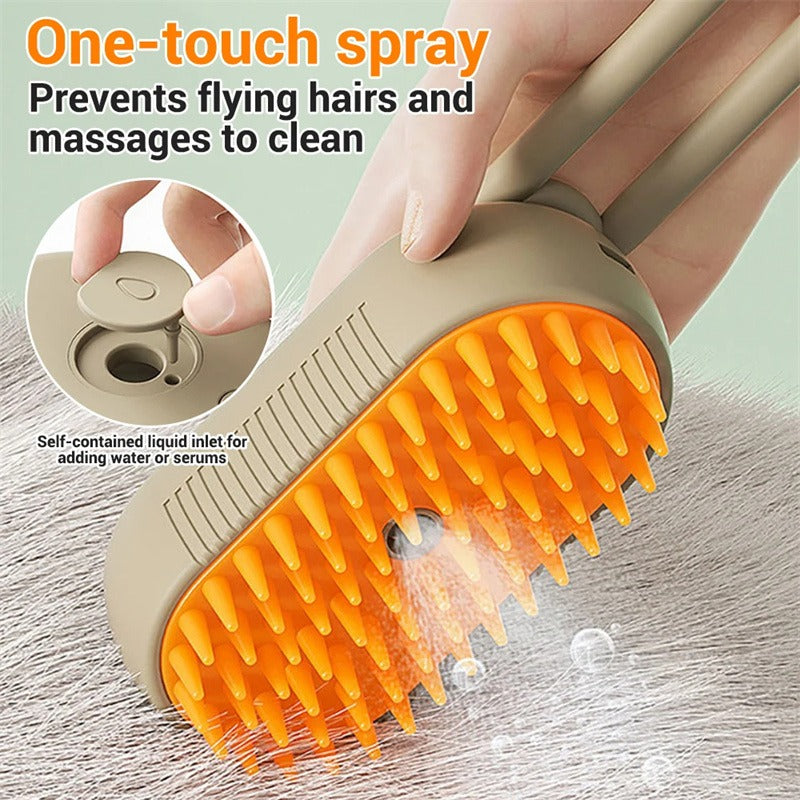 3-in-1 Electric Steam Pet Brush for Cats & Dogs