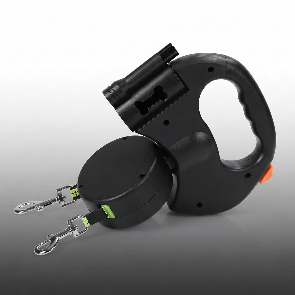 Dual Retractable Dog Leash with Flashlight
