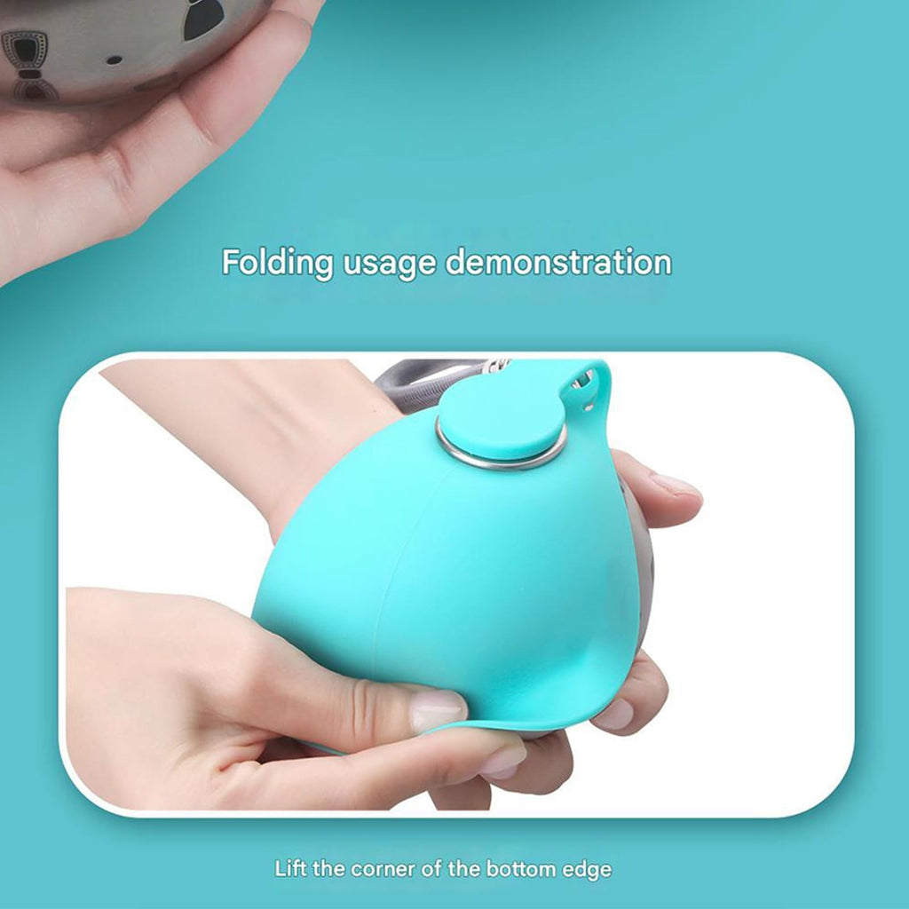 Compact Silicone Hiking Water Bottle with Carabiner, Perfect for Your Pet