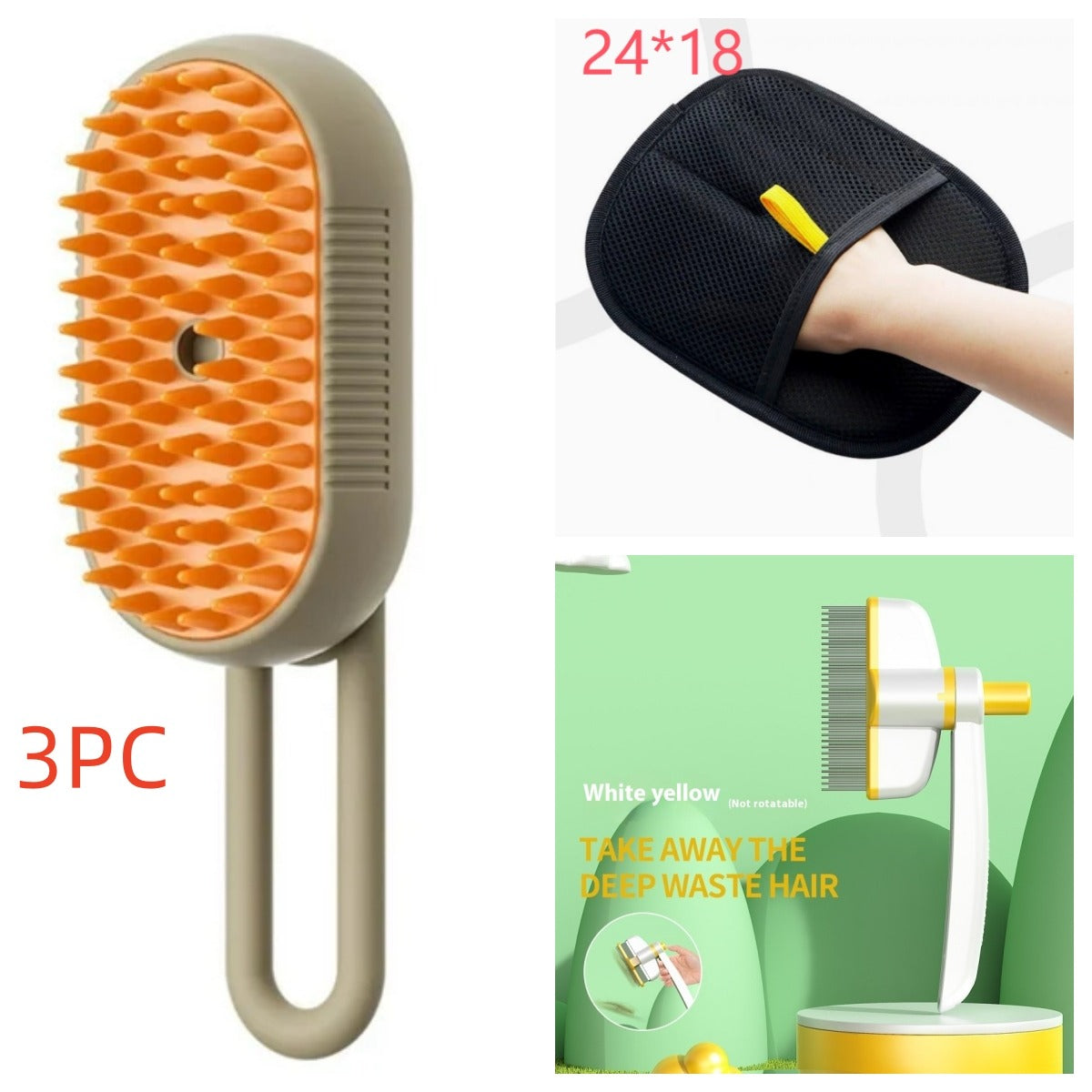 3-in-1 Electric Steam Pet Brush for Cats & Dogs