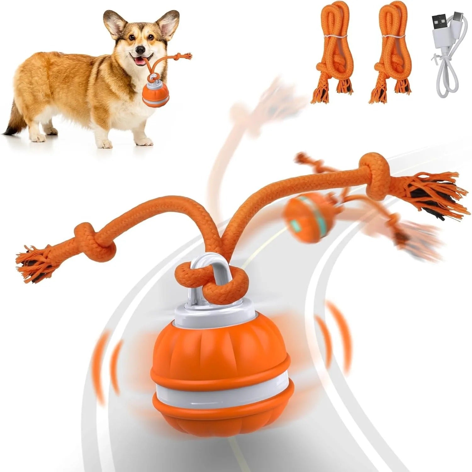 Pet Toy - Motion-Activated Rolling Ball, USB Rechargeable